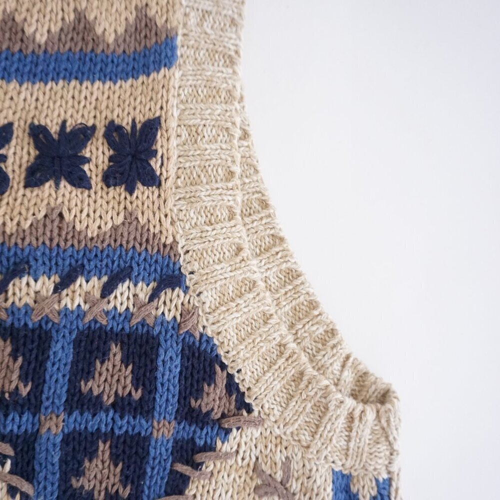 Vintage St Johns Bay Ramie Cotton Knit Vest Eclectic Grandpa Southwestern 1X - Picture 8 of 10